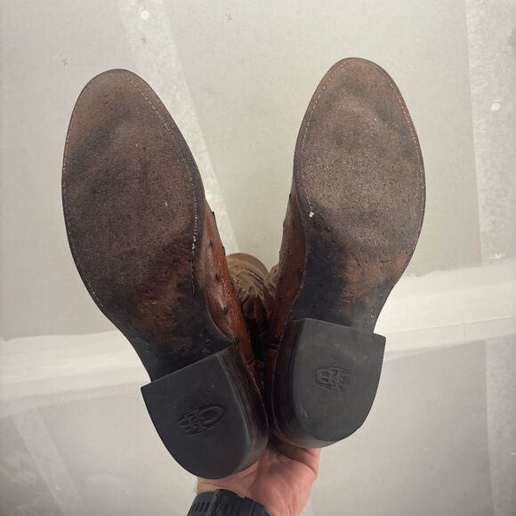 Lucchese 2000 Brown Full Quill Ostrich Cowboy Roper Boots Brown Mens 9.5 D - Picture 8 of 11